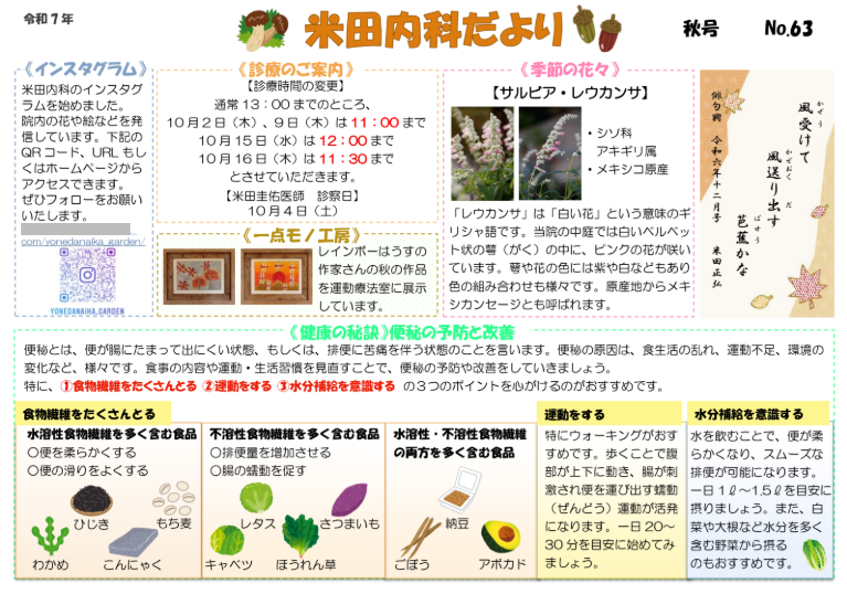 米田内科だよりNo.63 を掲載しましたのアイキャッチ画像